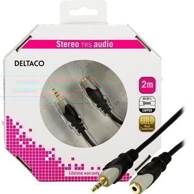 DELTACO Audiokabel 3.5mm ha-ho Svart 2m