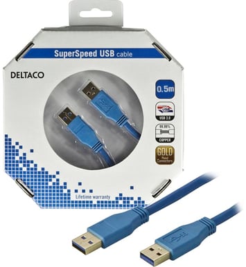 USB 3.0 kabel A ha-A ha Blå 0.5m