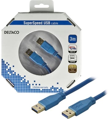 USB 3.0 kabel A ha-A ha Blå 3m