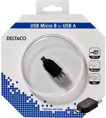 USB 2.0 Adapter A ho-micro B ha Svart