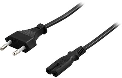 Strömkabel 2 pin Svart 2m