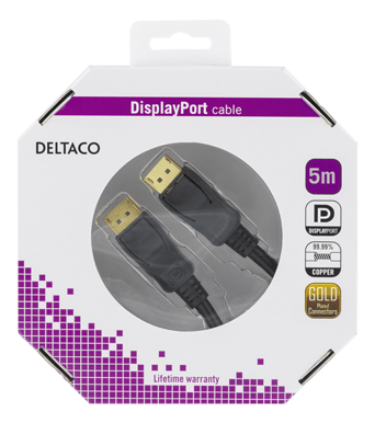 DELTACO DisplayPort 1.2 ha-ha Svart (F) 5 m