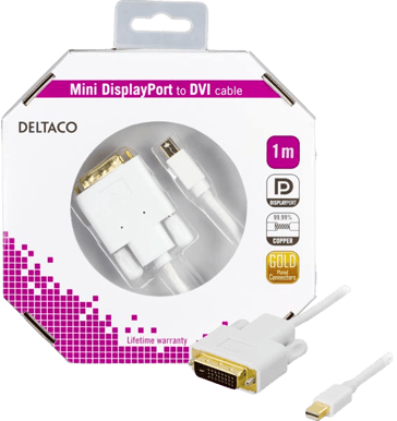 DELTACO mini DisplayPort till DVI-D Vit (F) 1 m