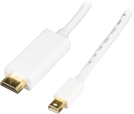 DELTACO Mini DisplayPort till HDMI med ljud Vit (F) 2 m