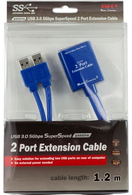 USB 3.0 förlängningskabel 2xA ha-2xA ho Blå 1.2m