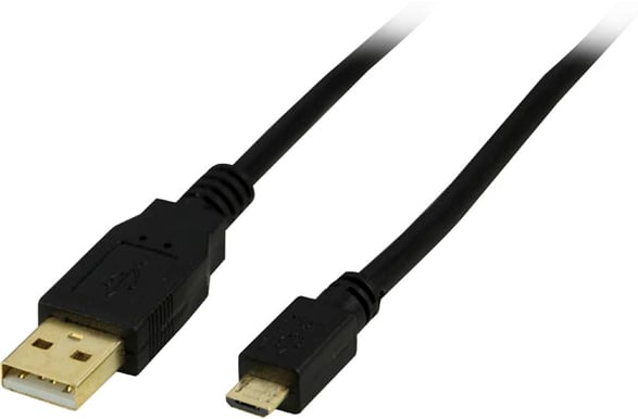 DELTACO USB 2.0-kabel A-Micro B Svart 0.5m