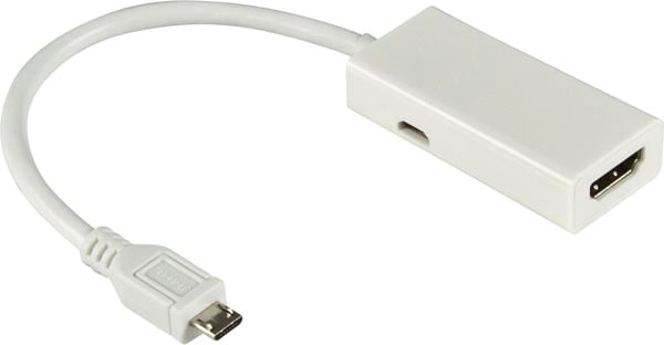MHL adapter USB microB ha till HDMI ho Vit 0.2m