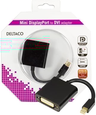 DELTACO Adapter mini DisplayPort ha till DVI-D ho Svart 0.2m