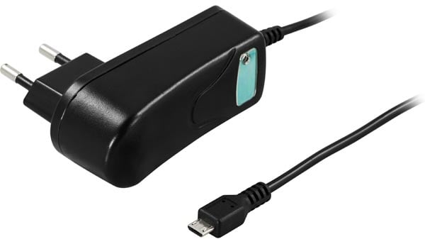 USB-Laddare vägguttag USB-micro för surfplattor m.m. 2.1A 2m Svart