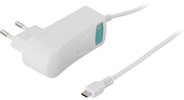 Väggladdare USB-micro för surfplattor m.m. 2.1A Vit 2m