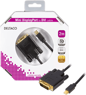 DELTACO miniDisplayPort till DVI-D Svart (F) 2 m