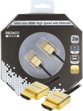 DELTACO HDMI-kabel 1.4 ha-ha Tunn Svart (F) 2 m