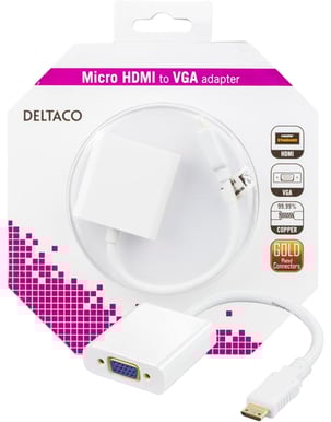 Adapter micro HDMI till VGA 0.2m Vit