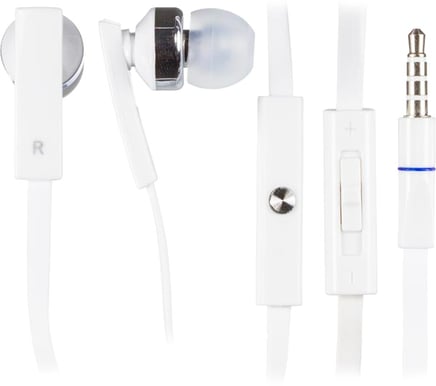 Streetz in-ear Headset plattkabel Vit