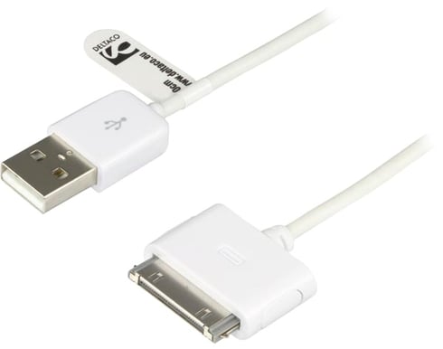 iPhone/iPod 30-pin kabel Vit 1m