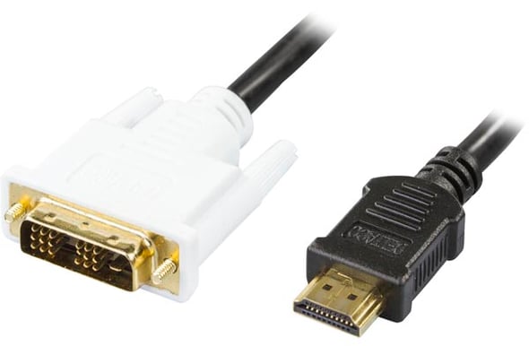 DELTACO DVI-kabel DVI ha till HDMI ha Svart 0.5 m