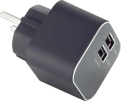 Deltaco Väggladdare 2xUSB 5V 3.1A