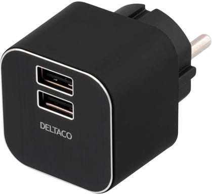Deltaco Väggladdare 2xUSB 5V 3.1A