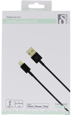 DELTACO Lightningkabel (MFi) Svart 1m