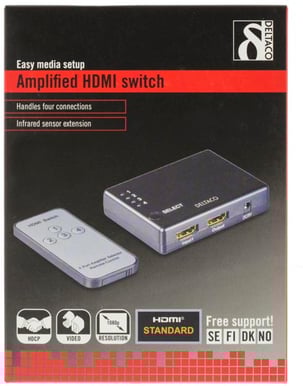 HDMI-switch, 4 ingångar till 1 utgång Fjärrkontroll