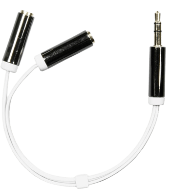 DELTACO Adapter 2x3.5mm ho till 3.5mm ha 0.1m Vit