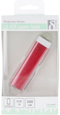 Deltaco PowerBank 2600mAh Röd