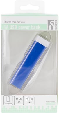 Deltaco PowerBank 2600mAh Blå