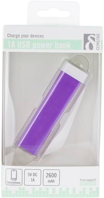 Deltaco PowerBank 2600mAh Lila