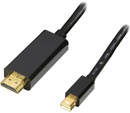 DELTACO Mini DisplayPort till HDMI med ljud Svart (F) 1 m
