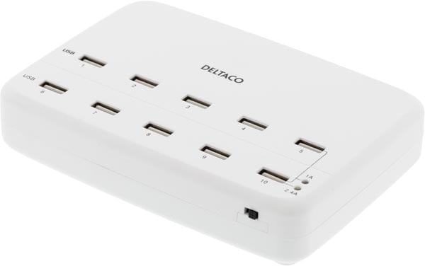 DELTACO Laddstation 10xUSB, Vit
