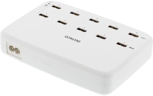 DELTACO Laddstation 10xUSB, Vit