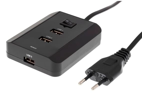 Laddstation 3-portar USB Svart