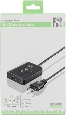 Laddstation 3-portar USB Svart