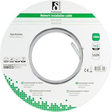 TP-installationskabel Cat6 Skärmad 100m Vit