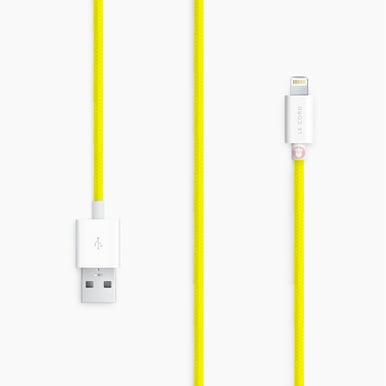 Le Cord Lightningkabel Solid Yellow (MFI) Tygsladd 1m