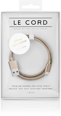 Le Cord Lightningkabel Solid Gold (MFI) Tygsladd 1m