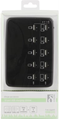Laddstation 10-portar USB Svart