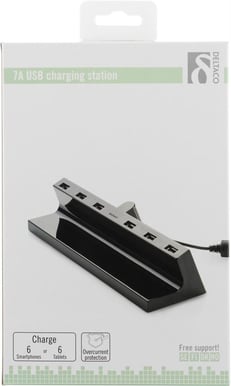 Deltaco Laddstation 6xUSB, Svart