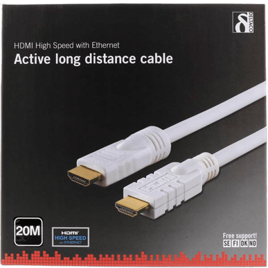 DELTACO HDMI-kabel 1.4 ha-ha Aktiv Vit 20 m