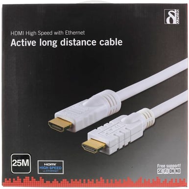 DELTACO HDMI-kabel 1.4 ha-ha Aktiv Vit 25 m