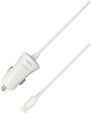 Deltaco Billaddare Lightning 2.4A Vit 1m