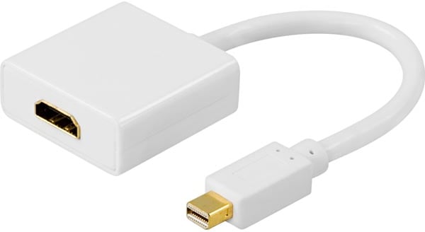 DELTACO Adapter mini DisplayPort ha till HDMI ho med ljud Vit 0.18m
