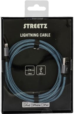 Lightningkabel (MFI) Blå Tygsladd 2m