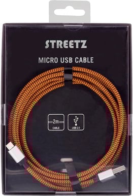 microUSB-kabel Orange Tygsladd 2m