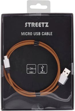 microUSB-kabel Orange Tygsladd 1m