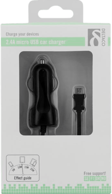 DELTACO Billaddare USB-micro 2.4A 1.5m