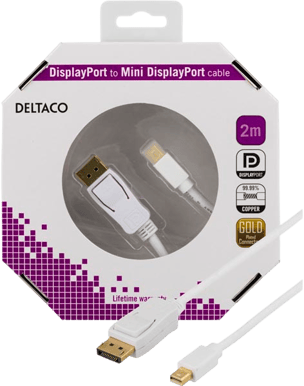 DELTACO DisplayPort 1.2 - miniDisplayPort Vit (F) 2 m
