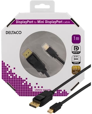 DELTACO DisplayPort 1.2 - miniDisplayPort Svart (F) 1 m