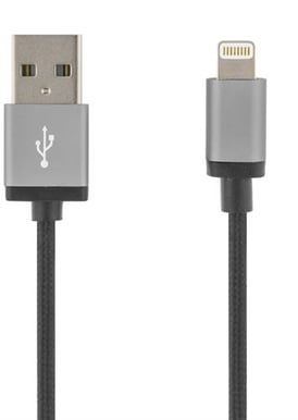 Lightningkabel (MFI) Svart Tygsladd 2m
