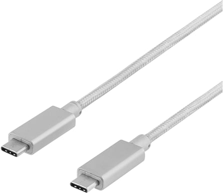 USB 3.1 kabel C-C ha Silver Tygsladd 1m